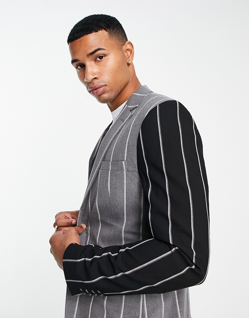 Bolongaro Trevor suit jacket in stripe with contrast panels-Multi