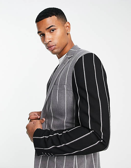 Bolongaro Trevor suit jacket in stripe with contrast panels | ASOS