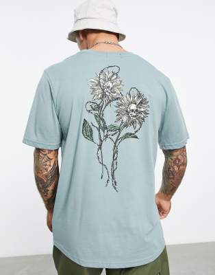 Bolongaro Trevor Bolongaro Trevor sunflower skull relaxed fit t-shirt in cornflower blue