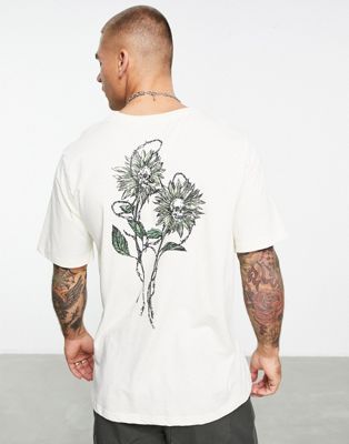 Bolongaro Trevor sunflower skull relaxed fit t-shirt in cream