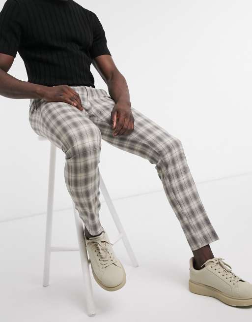 Checked Slim Fit Cropped Trousers