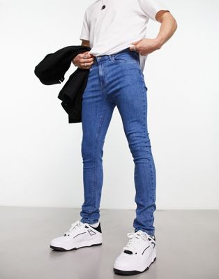 Bolongaro Trevor super skinny jeans in mid blue - ASOS Price Checker