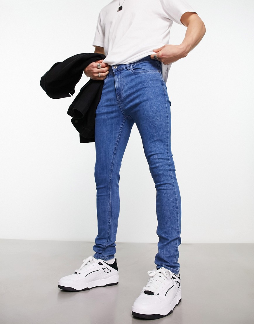 super skinny jeans in mid blue