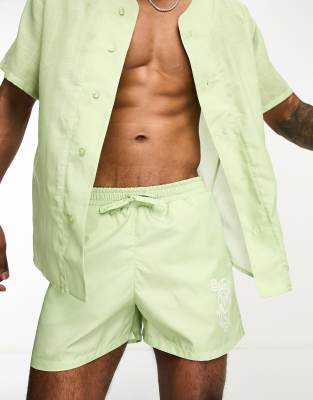 Bolongaro Trevor Bolongaro Trevor swim short with painted skull in seedling green