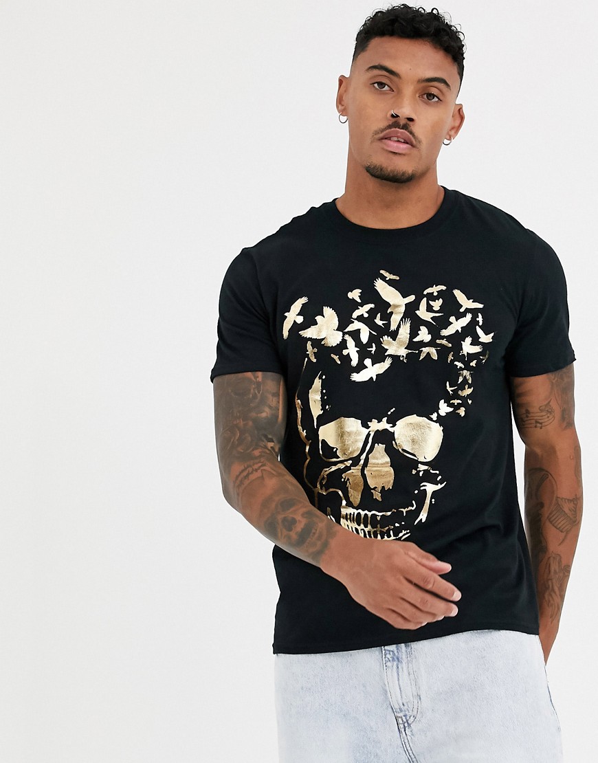 Bolongaro Trevor – T-shirt med dödskalletryck i metallic-Svart