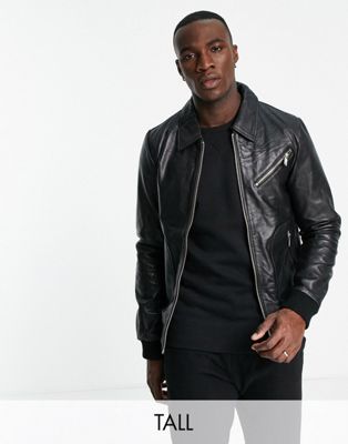 Bolongaro Trevor Tall Judson leather bomber jacket - Click1Get2 Black Friday
