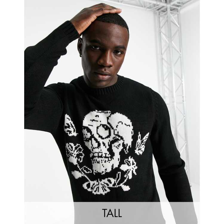 Bolongaro Trevor Tall Moth Skull knit crew neck sweater