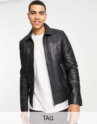 Bolongaro Trevor Tall Slim Fit Leather Jacket-black | ModeSens