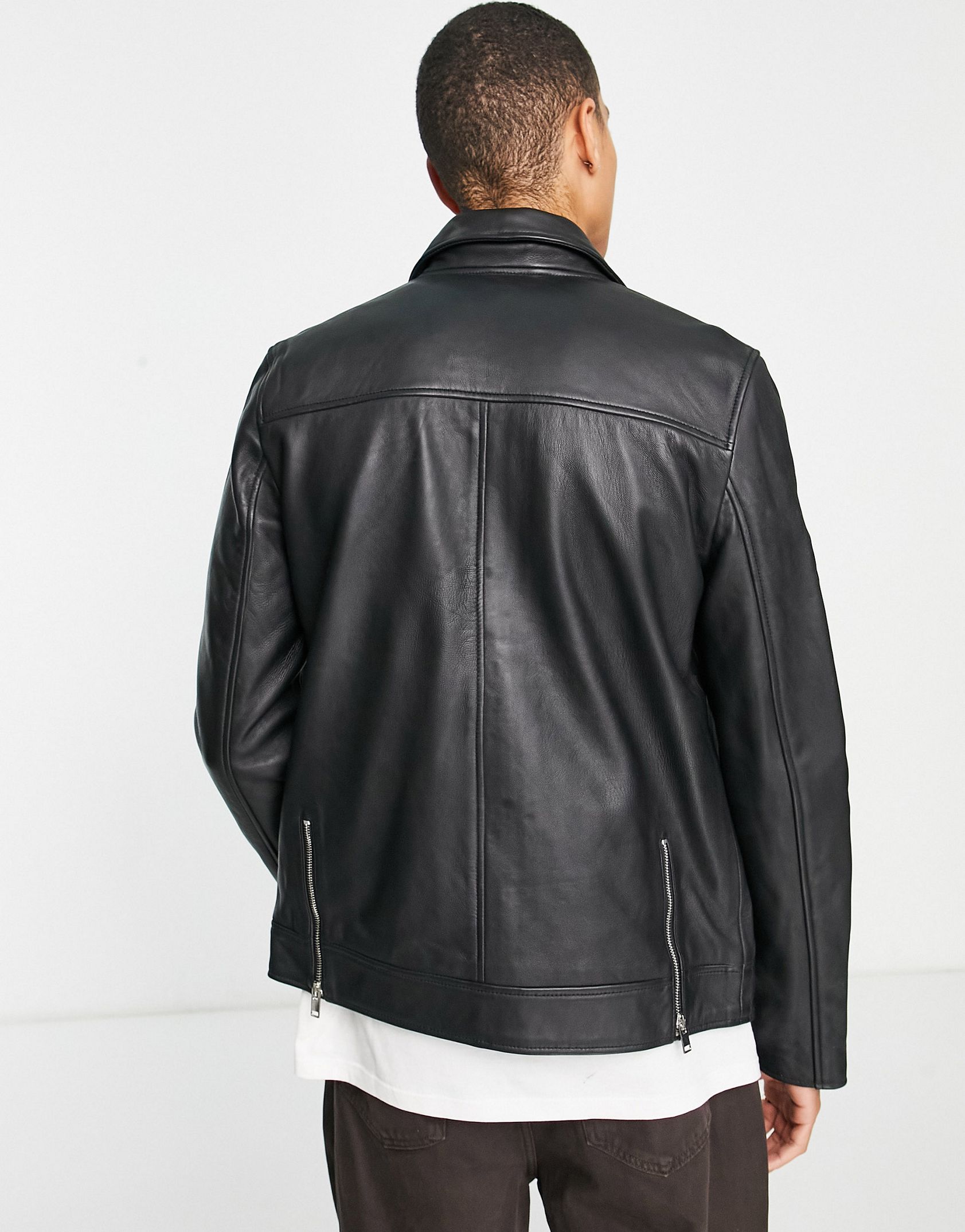 Bolongaro Trevor Tall slim fit leather jacket -  Price Checker