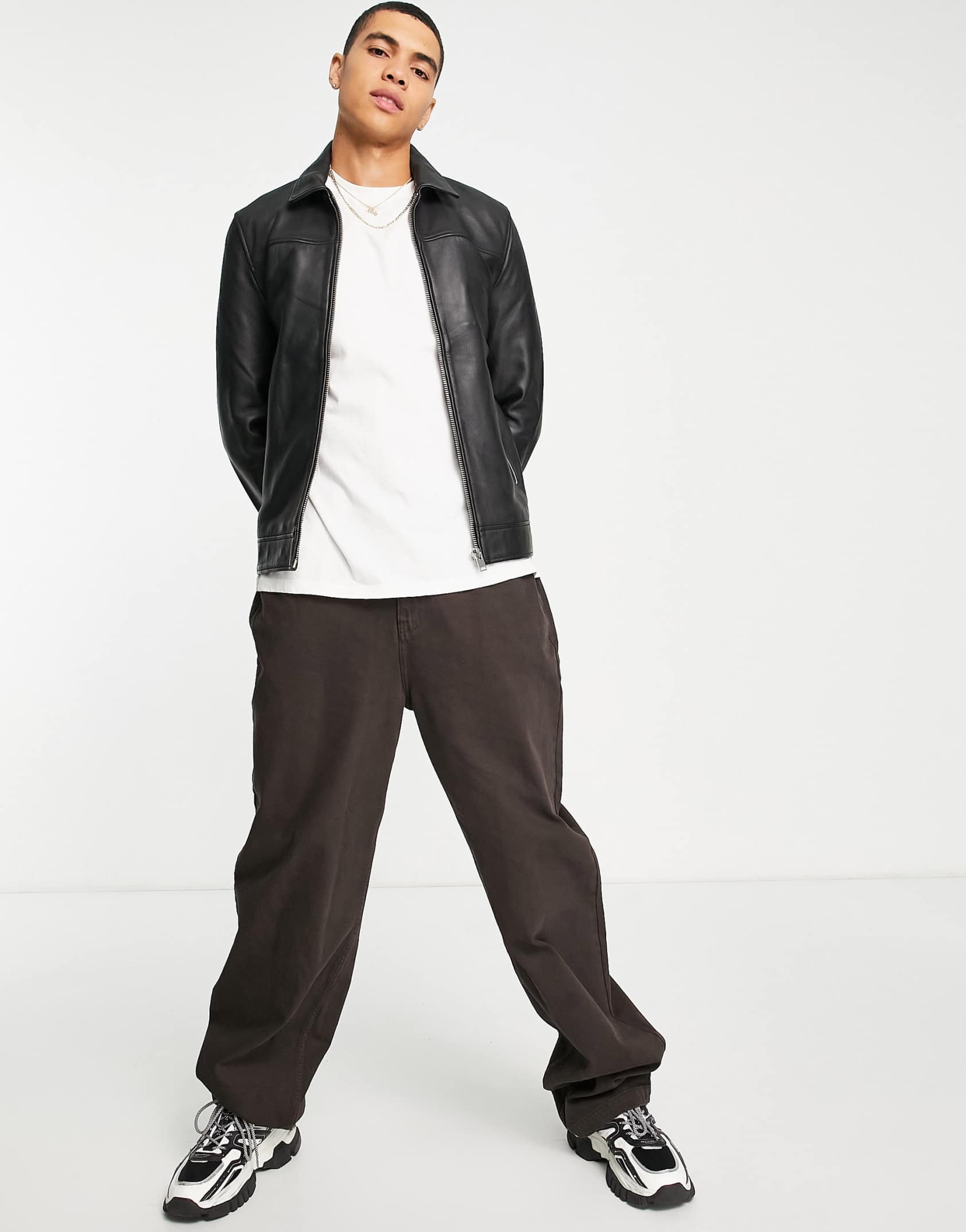 Bolongaro Trevor Tall slim fit leather jacket -  Price Checker