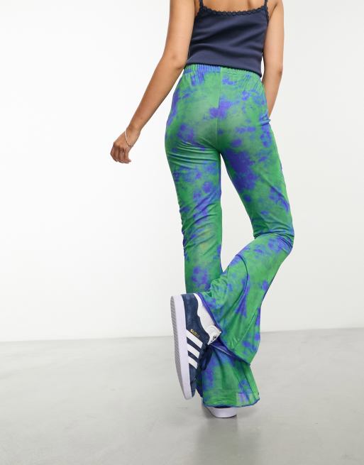 Tie Dye Printed Mesh Flared Pants