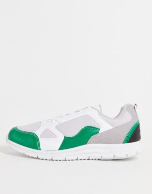 Bolongaro Trevor trainers in grey and green - ASOS Price Checker