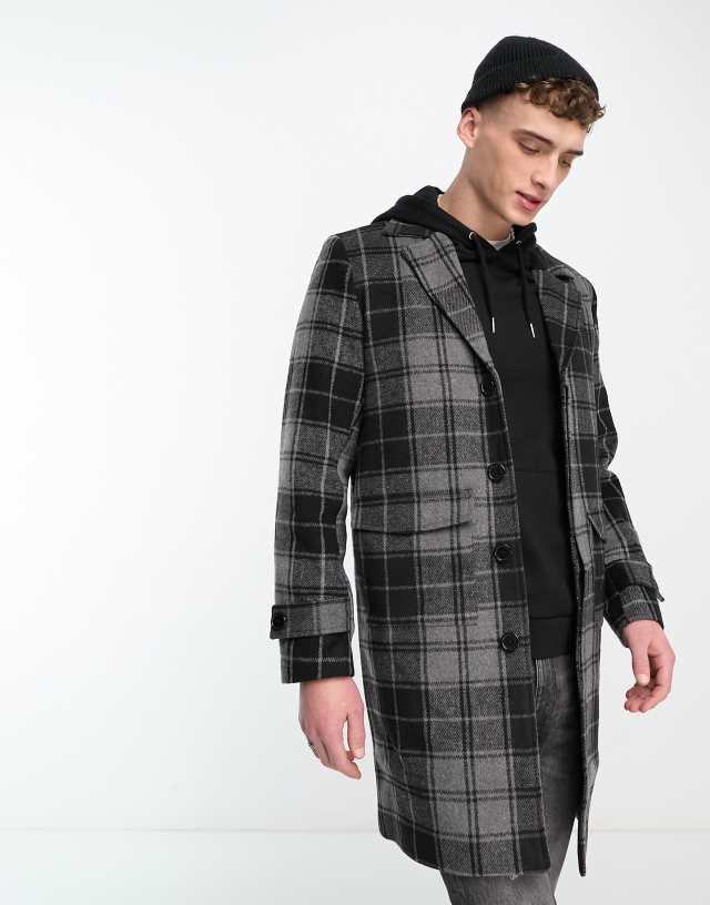 Bolongaro Trevor utility pocket duster in black plaid