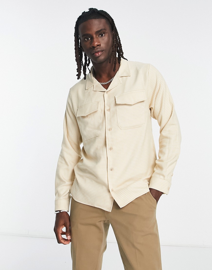 Bolongaro Trevor utility shirt in beige plaid-Brown