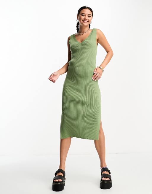 Bolongaro Trevor v-neck knit midi dress in olive