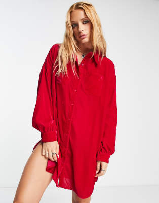 Bolongaro Trevor velvet mini shirt dress in berry-Purple φωτογραφία