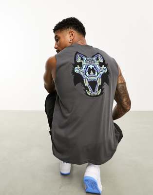 Bolongaro Trevor Bolongaro Trevor vest with back print in dark grey-Black