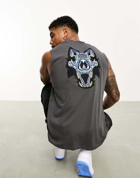 Bolongaro Trevor vest with back print in dark grey - view 1