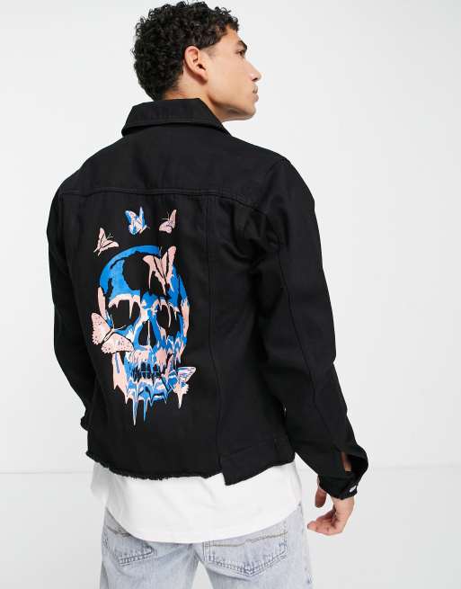 Bolongaro Trevor - Veste en jean à motif crâne et éclipse