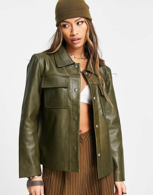 Bolongaro Trevor - Veste style workwear en cuir - Vert sauge