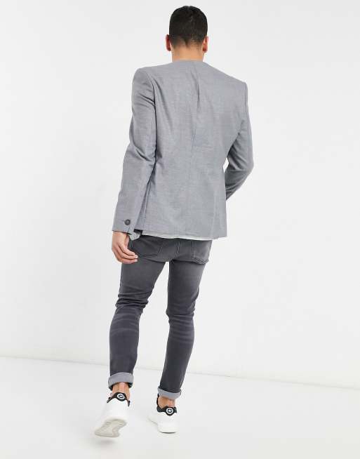 Bolongaro Trevor waterfall collarless skinny suit jacket