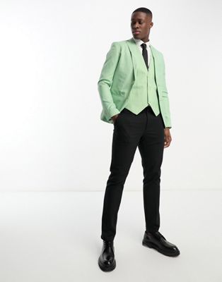 Bolongaro Trevor Wedding Plain Skinny Suit Jacket In Light Green