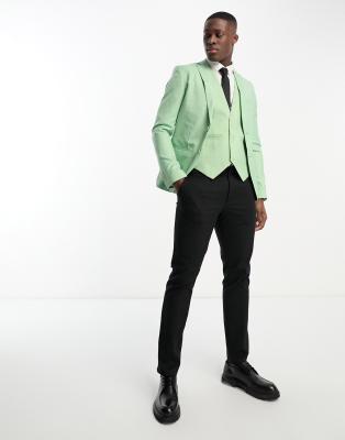 Bolongaro Trevor Wedding Plain Skinny Suit Jacket In Light Green