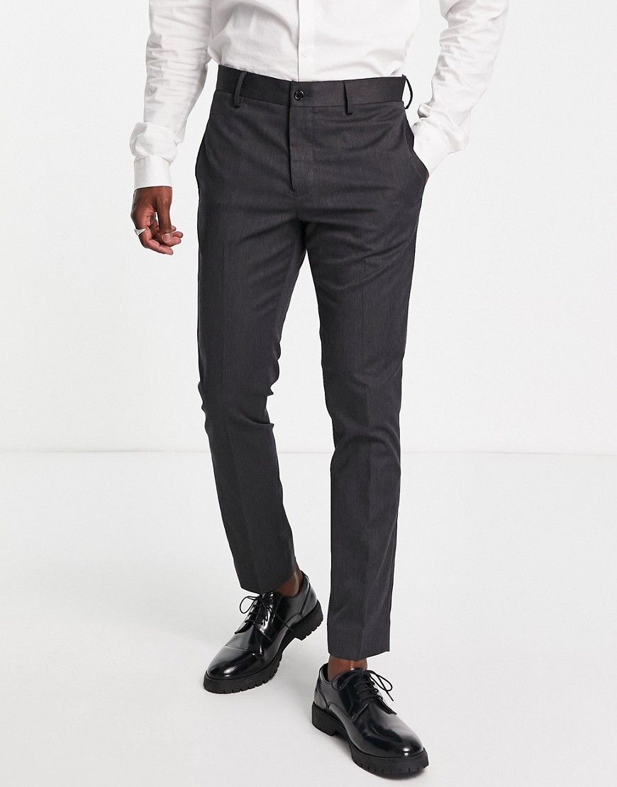 wedding plain skinny suit pants in gray