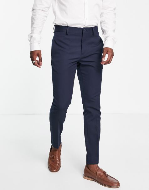 Bolongaro Trevor wedding plain skinny suit pants in navy - view 1