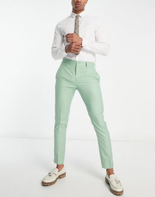 Bolongaro Trevor wedding plain skinny suit trousers in  light green