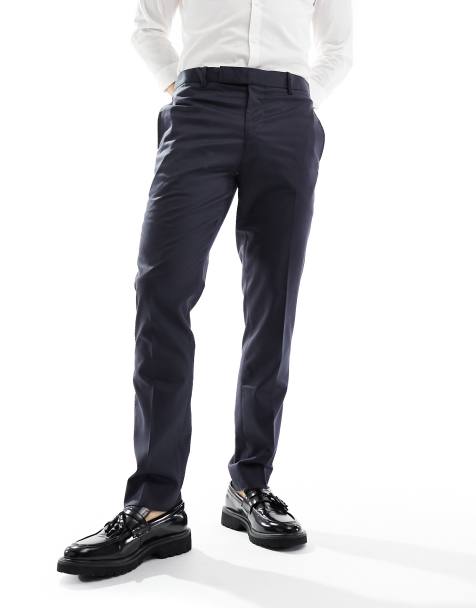 Bolongaro Trevor wedding plain skinny suit trousers in navy - view 1