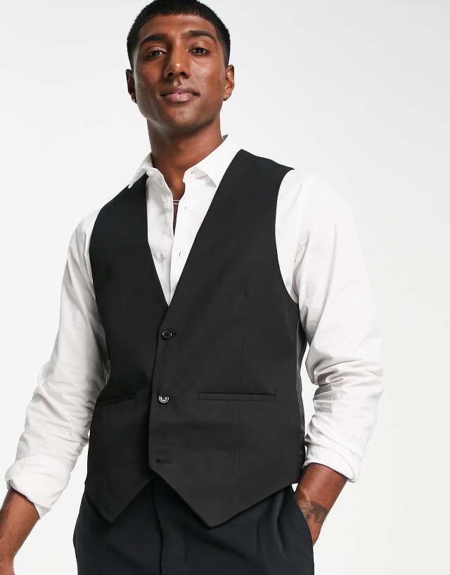 Bolongaro Trevor wedding plain skinny vest in black