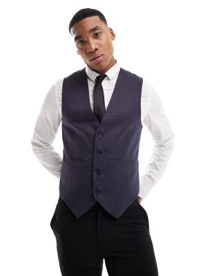 Bolongaro Trevor Wedding Plain Skinny Vest In Navy