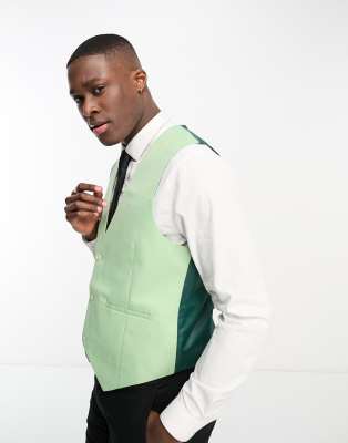 Bolongaro Trevor Bolongaro Trevor wedding plain skinny waistcoat in light green