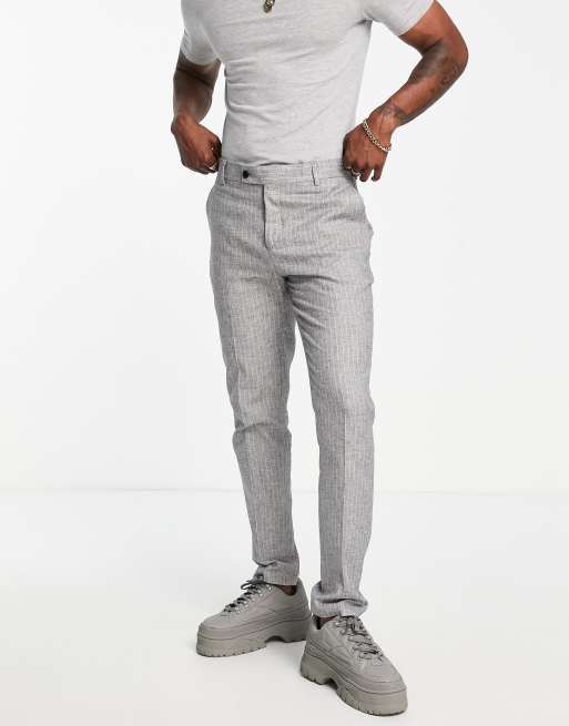 Bolongaro Trevor wedding skinny suit trousers in grey pinstripe | ASOS