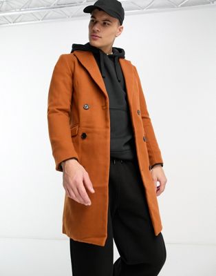 Bolongaro Trevor wool coat in orange - ASOS Price Checker