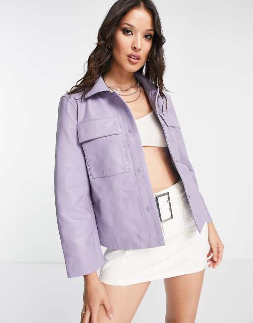 Bolongaro Trevor – Worker-Jacke aus Leder in Lila