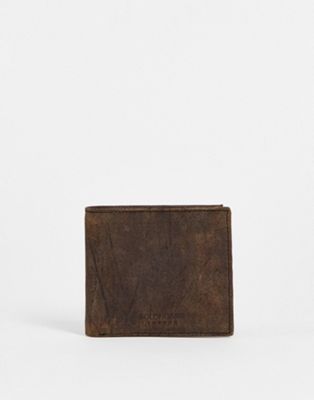 Bolongaro Trevor worn leather billfold wallet in brown