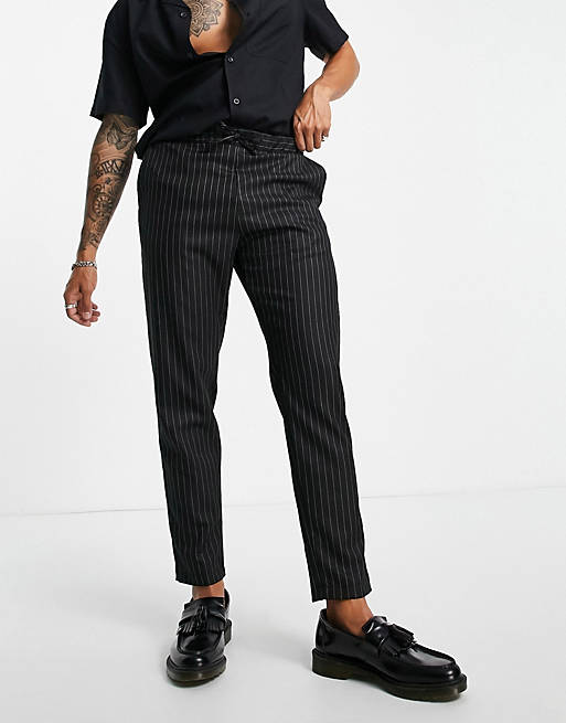 Bolongaro Trevor woven stripe tapered fit trousers with elasticated waist
