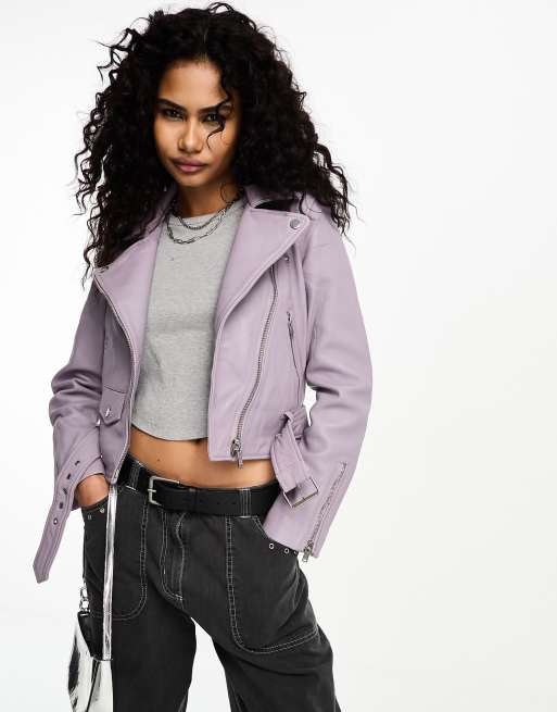 Bolongaro Trevor X Kenza - Savana - Cropped leren jack in lila