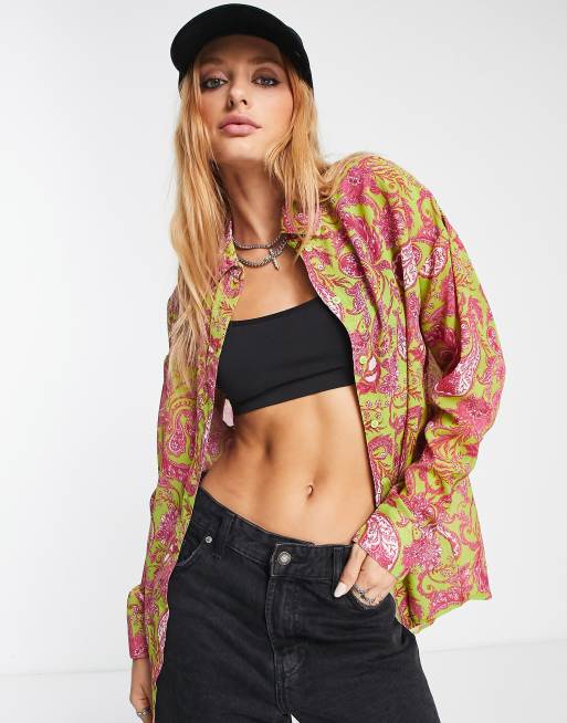 Bolongaro Trevor – Zielona półprzezroczysta koszula we wzór paisley
