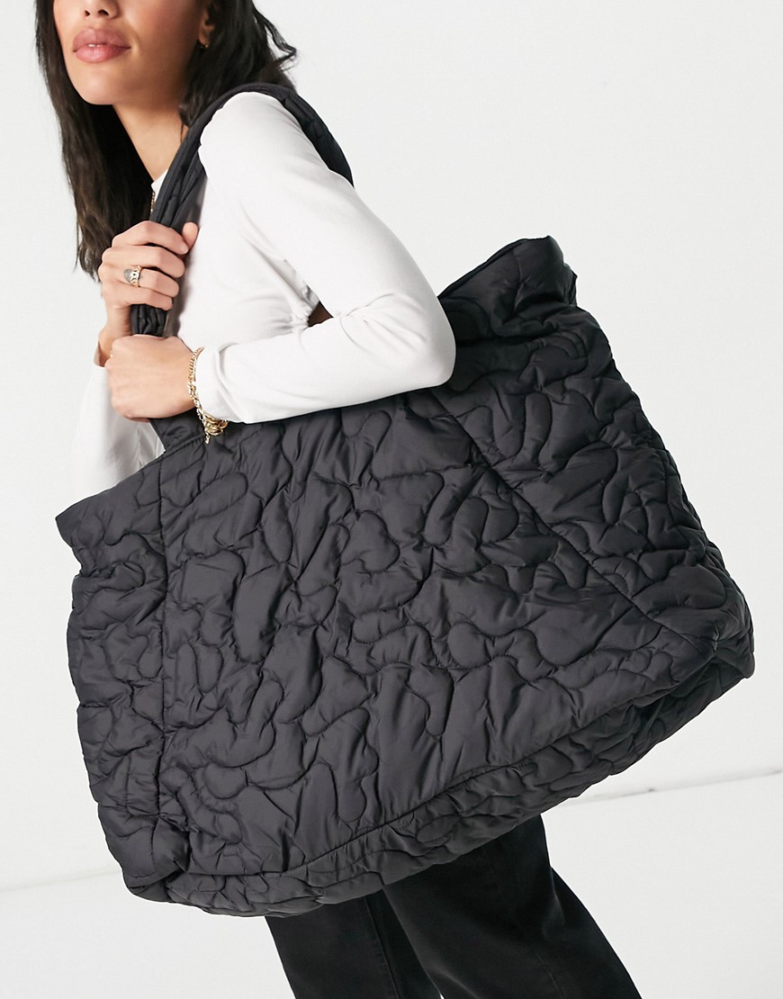 фото Большая черная стеганая сумка selected femme-черный цвет