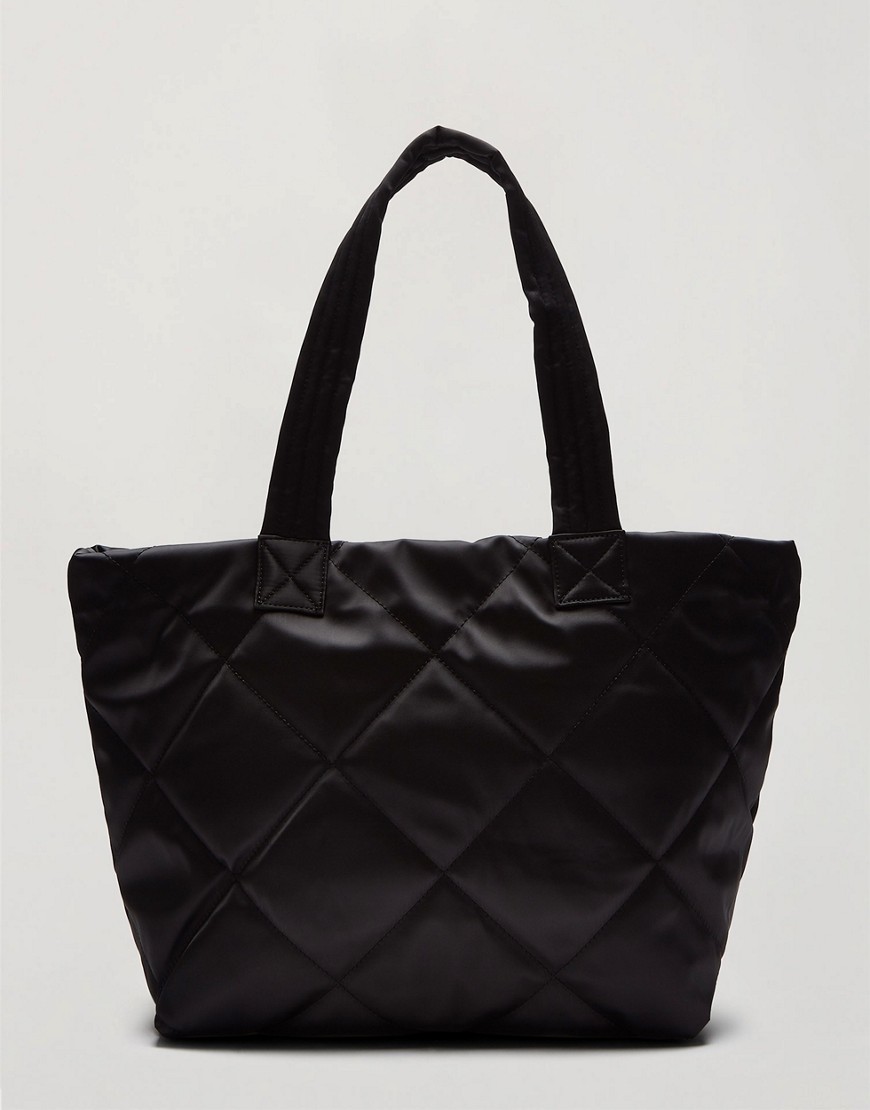 фото Большая стеганая сумка-тоут черного цвета miss selfridge-черный цвет