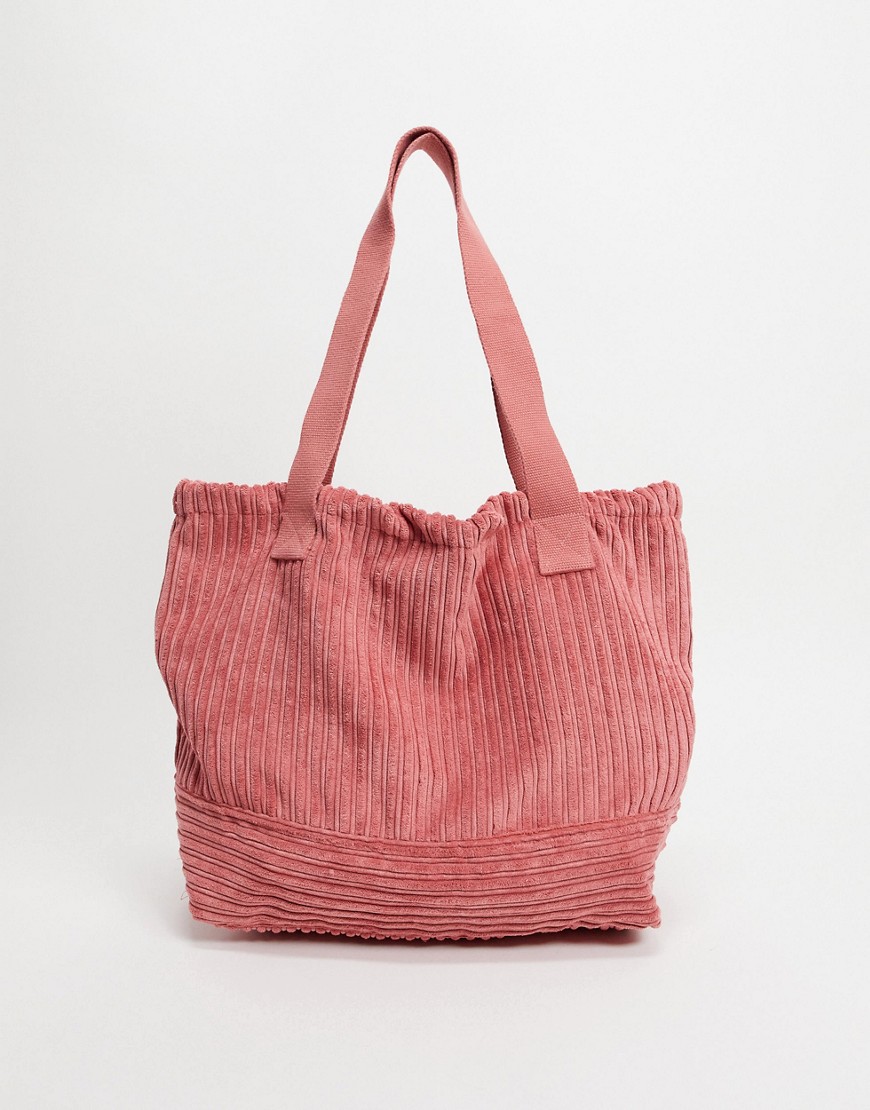 фото Большая вельветовая сумка-тоут темно-розового цвета asos design-розовый цвет
