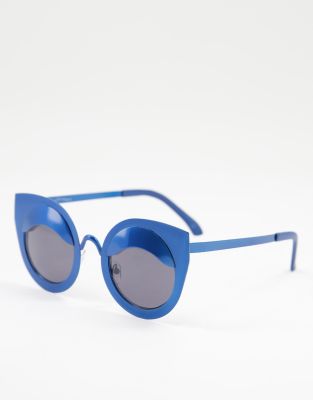   Asos Большие солнцезащитные очки «кошачий глаз» в голубой оправе Jeepers Peepers
