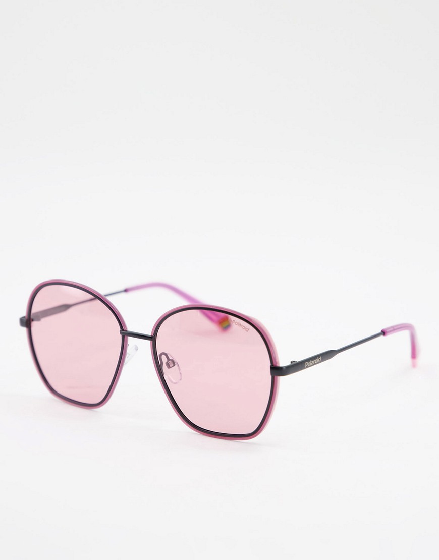 фото Большие солнцезащитные очки с круглыми стеклами polaroid-розовый цвет