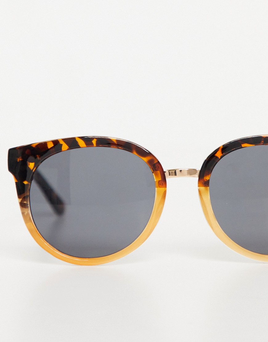 фото Большие женские солнцезащитные очки формы «кошачий глаз» в коричневой черепаховой оправе a.kjaerbede gray-оранжевый цвет
