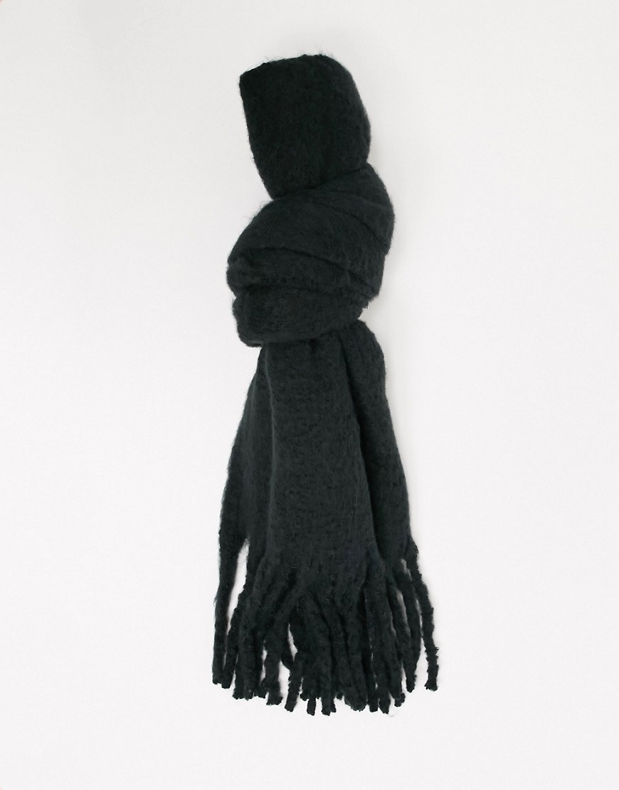 фото Большой мягкий шарф черного цвета svnx-черный