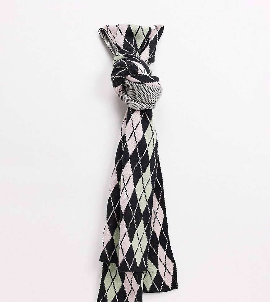 фото Большой трикотажный шарф из жаккардовой ткани с ромбовидным орнаментом от комплекта collusion unisex-многоцветный