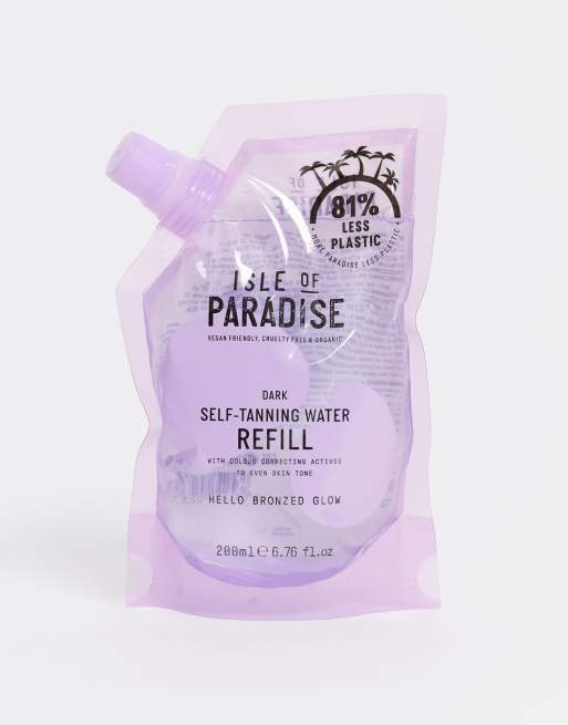 Bolsita de 200 ml con agua de recambio para autobronceador en tono oscuro de Isle of Paradise